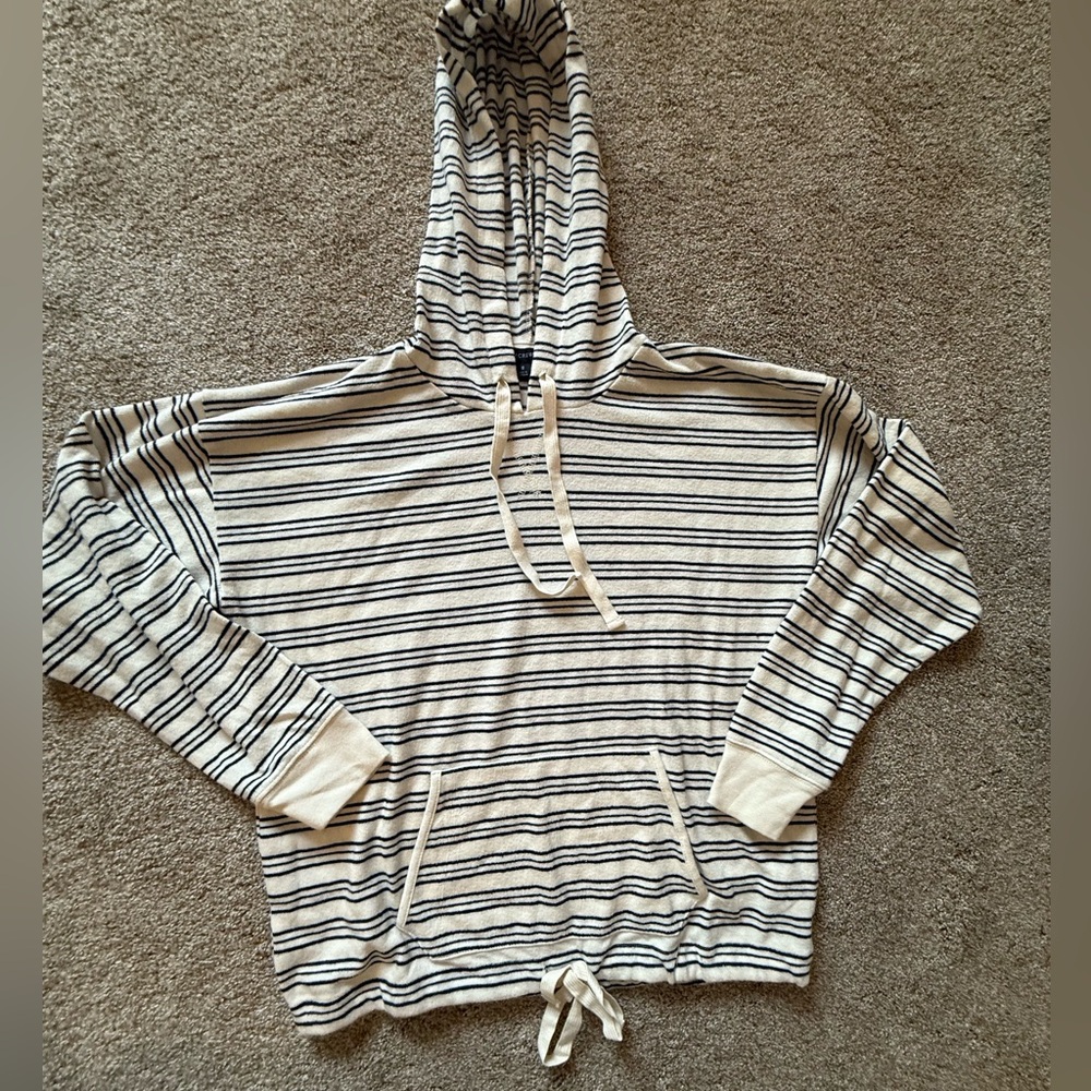 J. Crew Navy and Cream Striped Hoodie
